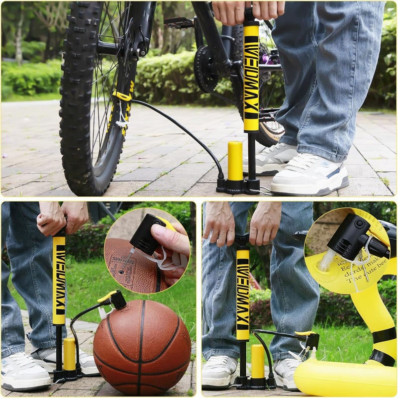 WEIDMAX Bike Pump Portable, Bike Tire Inflator, Bicycle Hand Air Pump with Presta and Schrader, Ball Pump Inflator Bicycle Floor Pump Suitable for Baby Stroller Tires, Balls, Road and Mountain Bikes - Image 5